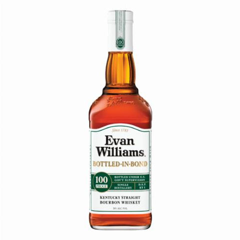 Evan Williams Straight Bourbon White Label Bottled in Bond 100 Proof 1.0 Liter