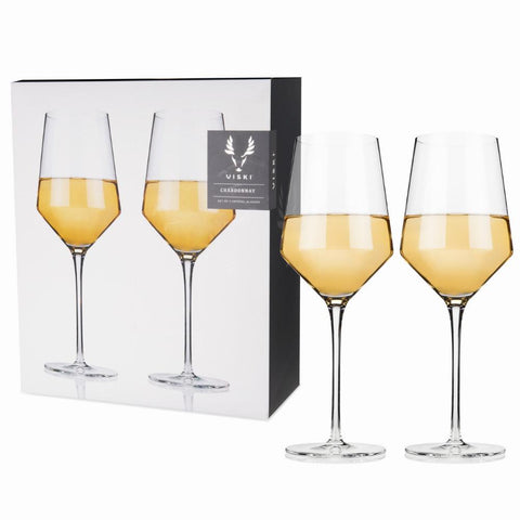 Angled Crystal Chardonnay Glasses by Viski® (Set of 2)