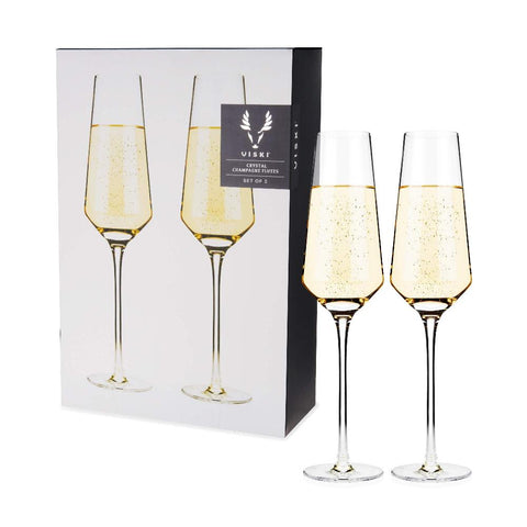 Viski Angled Crystal Champagne Flutes (Set of 2)