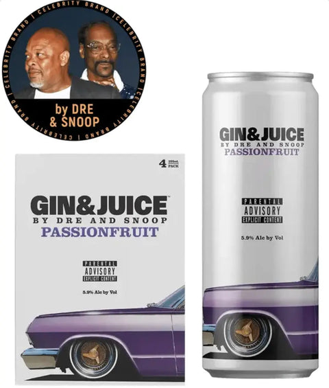 Gin & Juice By Dre and Snoop Passion Fruit Cocktail 355ml 4pk 67Wine