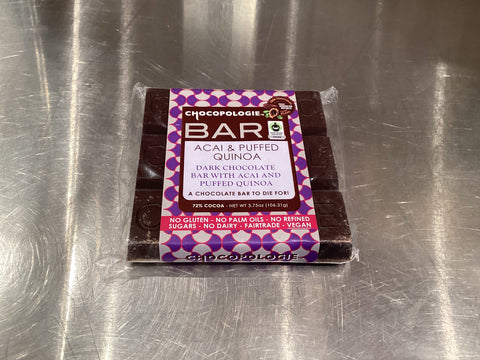 Chocopologie  Vegan Açai and Puffed Quinoa Chocolate Bar
