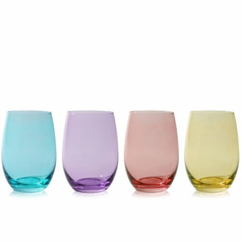 Oneida True Colors Stemless Wine Glasses, Set Of 4