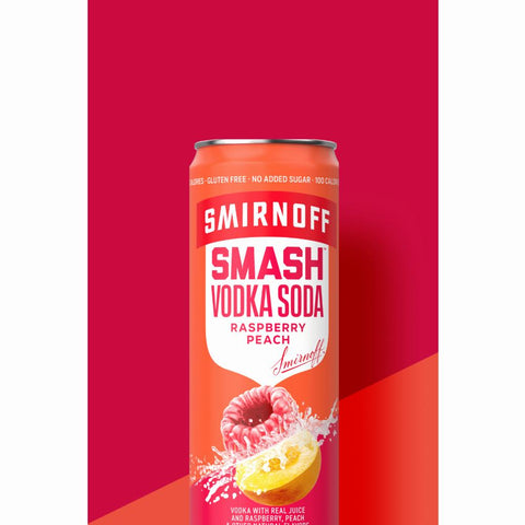 Smirnoff smash Vodka Soda Cocktail Rasberry Peach 12oz CAN